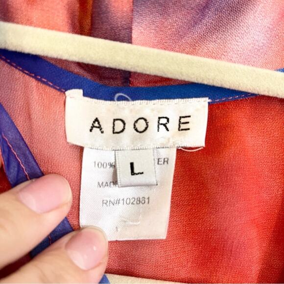 Adore Women's Mock Neck Tie Dye Zip Up Flowy Sleeveless Blouse Size Large - Picture 8 of 11